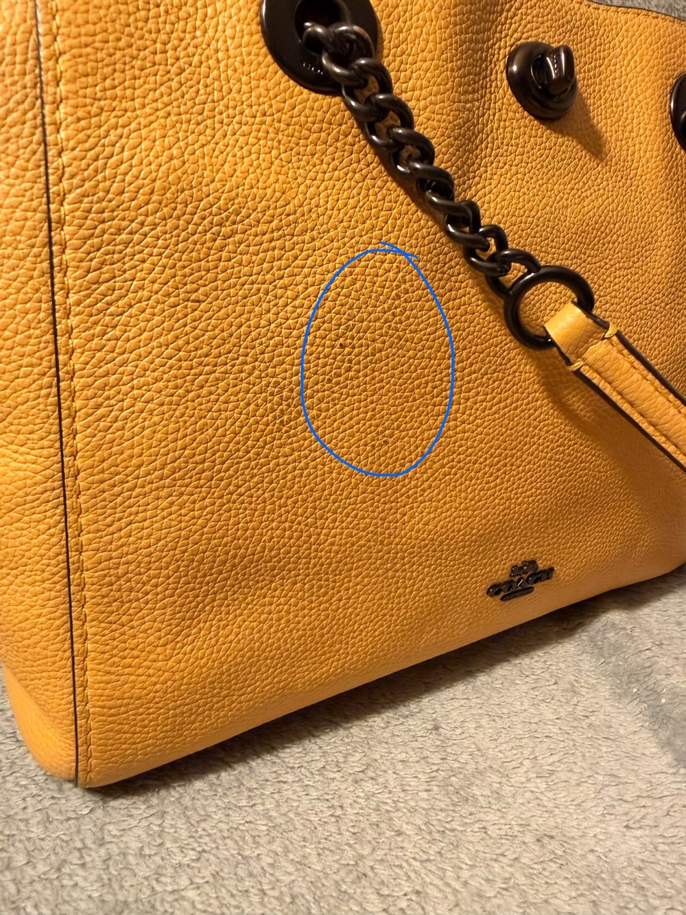Coach Turnlock Mustard Yellow Leather Chain Tote No. 27 w/ Gunmetal Hardware - Picture 8 of 15